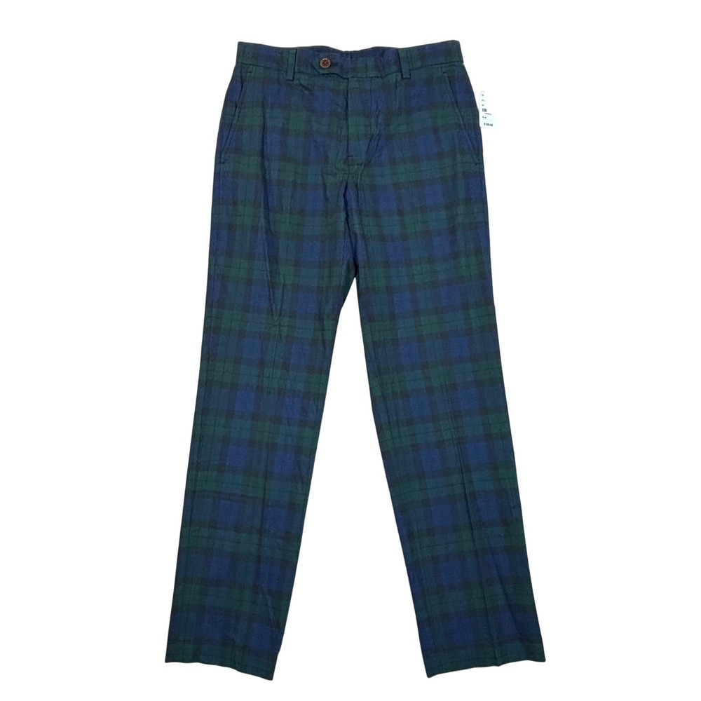 Brooks Brothers Milano Mens Black Green Blue Plaid Pants 30x30 NWT MSRP $128
